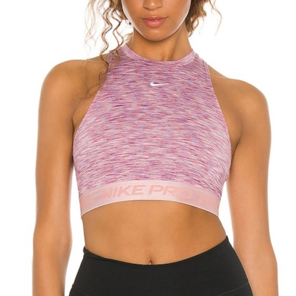 NIKE Pro Spacedye Tank Top Sports Bra in Pink Glaze - Picture 2 of 11